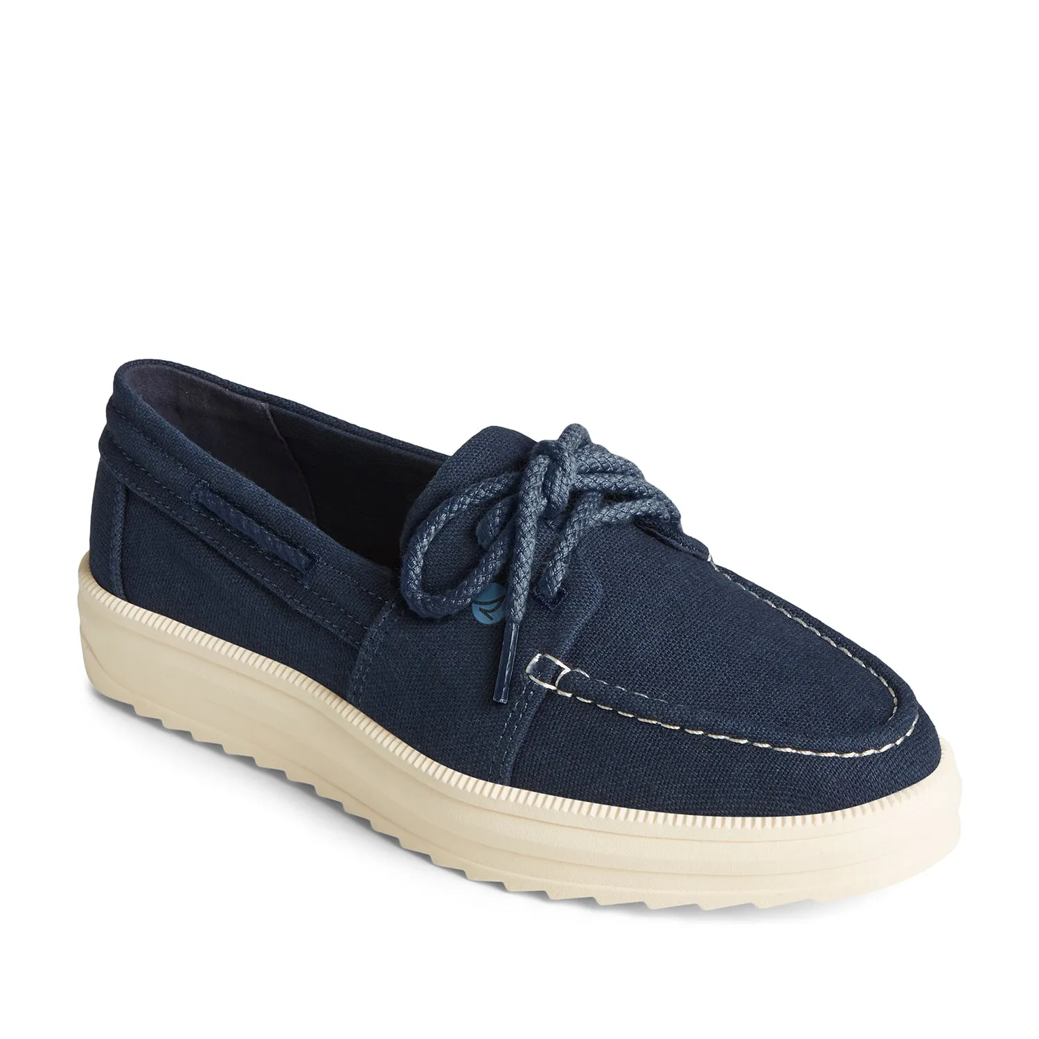 Women's Cruise Plushstep Boat Slubby Linen Navy (STS88770)