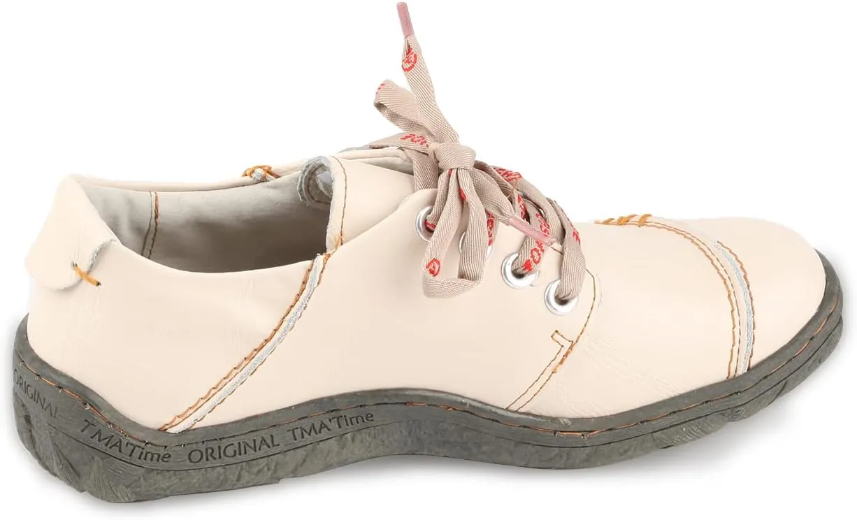Women's Leather Hand Stitching Patchwork Shoes Lace-Up Casual Shoes