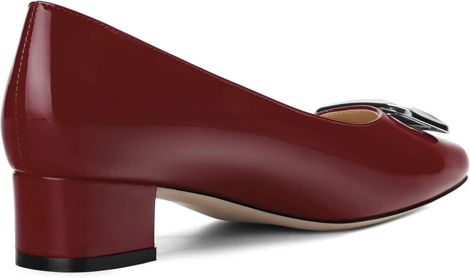 Womens Low Chunky Block Heels, Square Toe Patent Closed Toe Pumps Dress Party Wedding Shoes 1.5 Inch