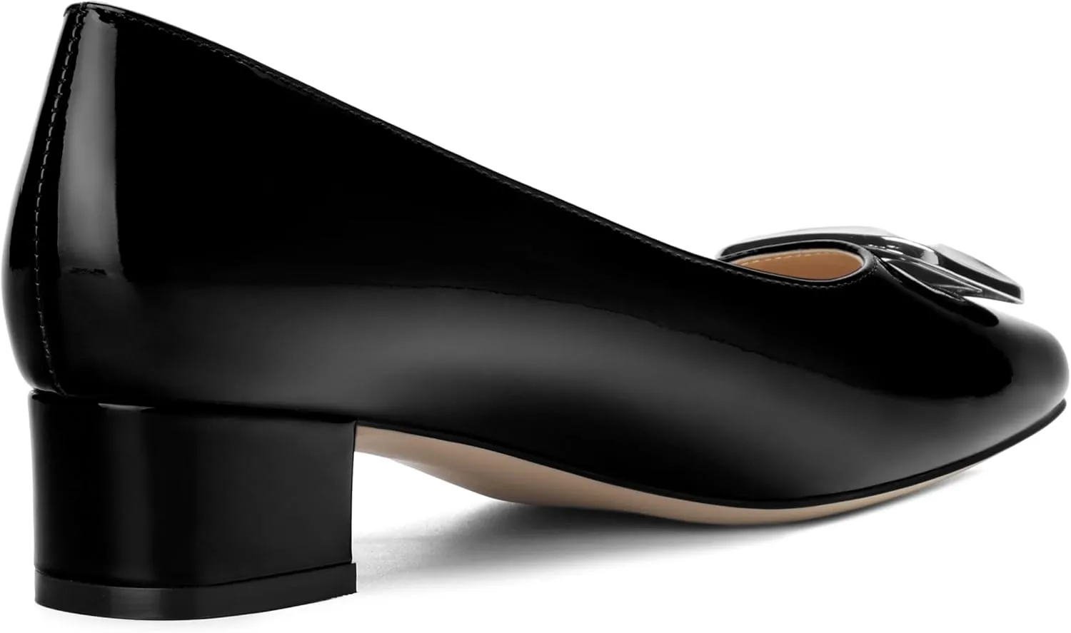 Womens Low Chunky Block Heels, Square Toe Patent Closed Toe Pumps Dress Party Wedding Shoes 1.5 Inch