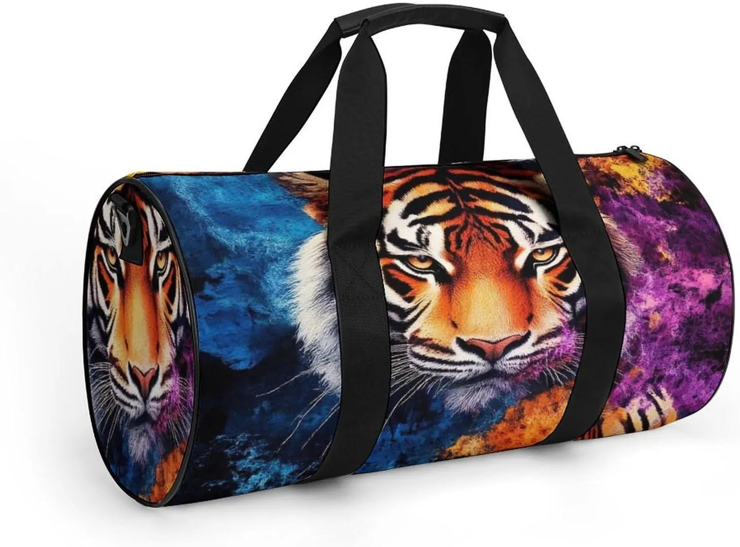 Womens Sports Gym Tote Bag Waterproof Weekender Overnight Handbag Wild Angry Tiger Art Duffel Bag for Yoga Sport Travel