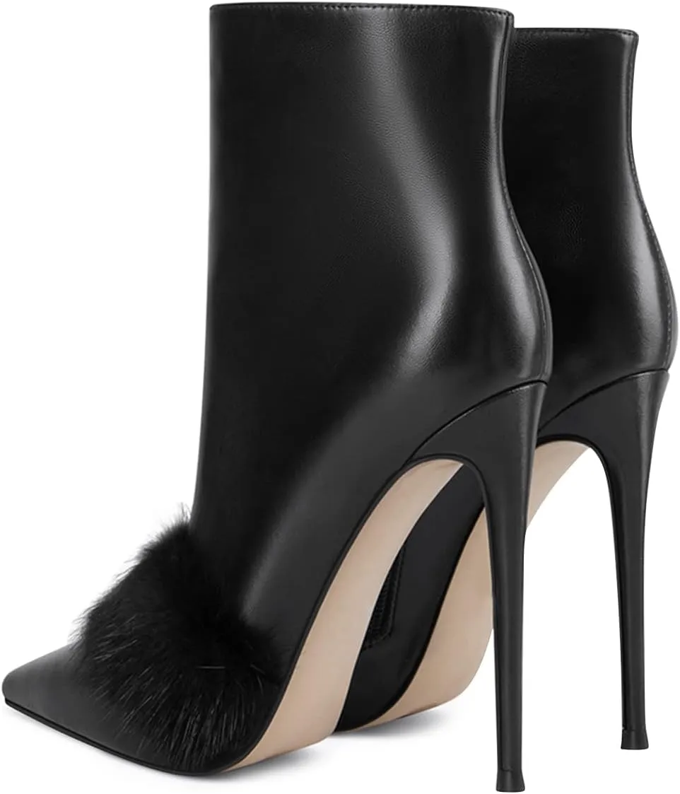 XYD Women's Pointed Toe Ankle Boots, Classic Stilettos High Heels, Zipper Side, Fashion Dress Office Lady Solid Color Booties Shoes