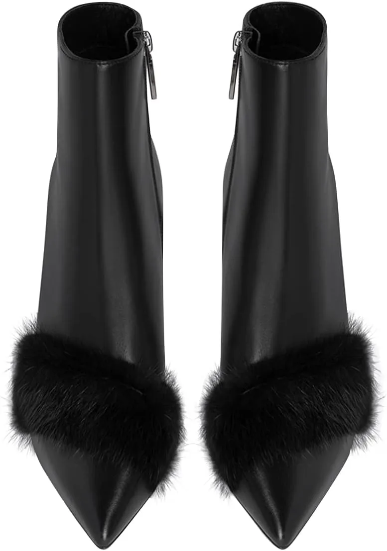 XYD Women's Pointed Toe Ankle Boots, Classic Stilettos High Heels, Zipper Side, Fashion Dress Office Lady Solid Color Booties Shoes