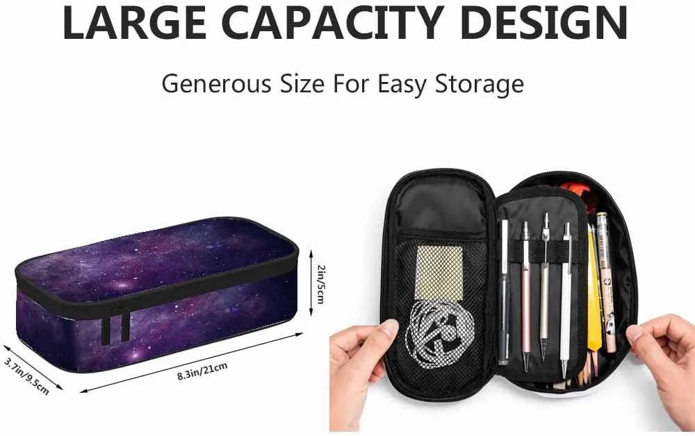 Yekiua Eggplant Sky Pencil Case Organizer Space Star Constellations Gloomy Atmosphere Heavenly Bodies College Office Big Capacity Pencil Bag