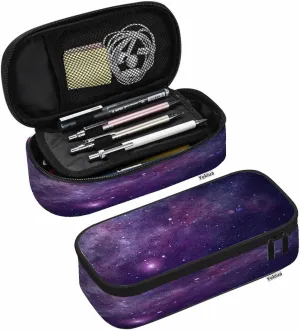 Yekiua Eggplant Sky Pencil Case Organizer Space Star Constellations Gloomy Atmosphere Heavenly Bodies College Office Big Capacity Pencil Bag