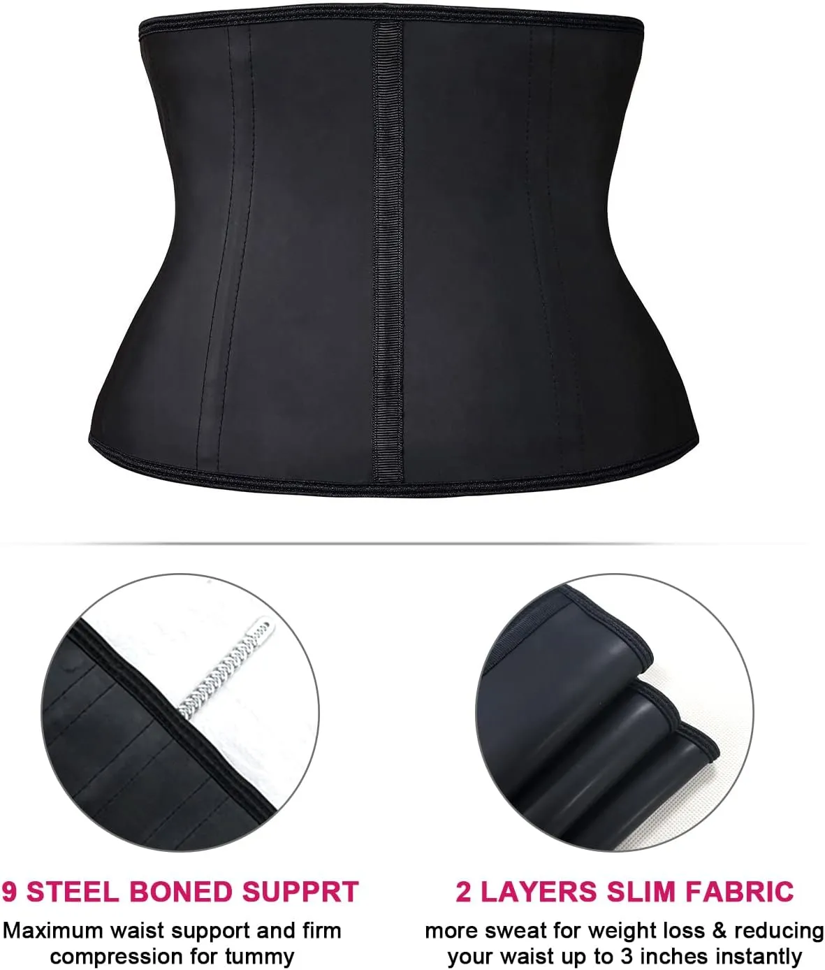 YIANNA Waist Trainer for Women Latex Underbust Waist Cincher Corset Sport Girdle Hourglass Body Shaper