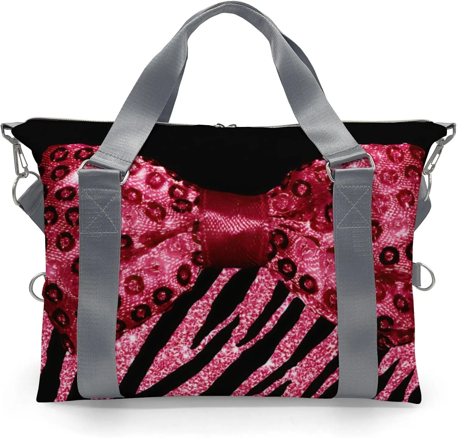 Zebra Pink Bow Glitter Print Personalized Kids Duffel Swim Bag for Boys,Customized Swim Duffle Bag for Boys Man Kids Gifts